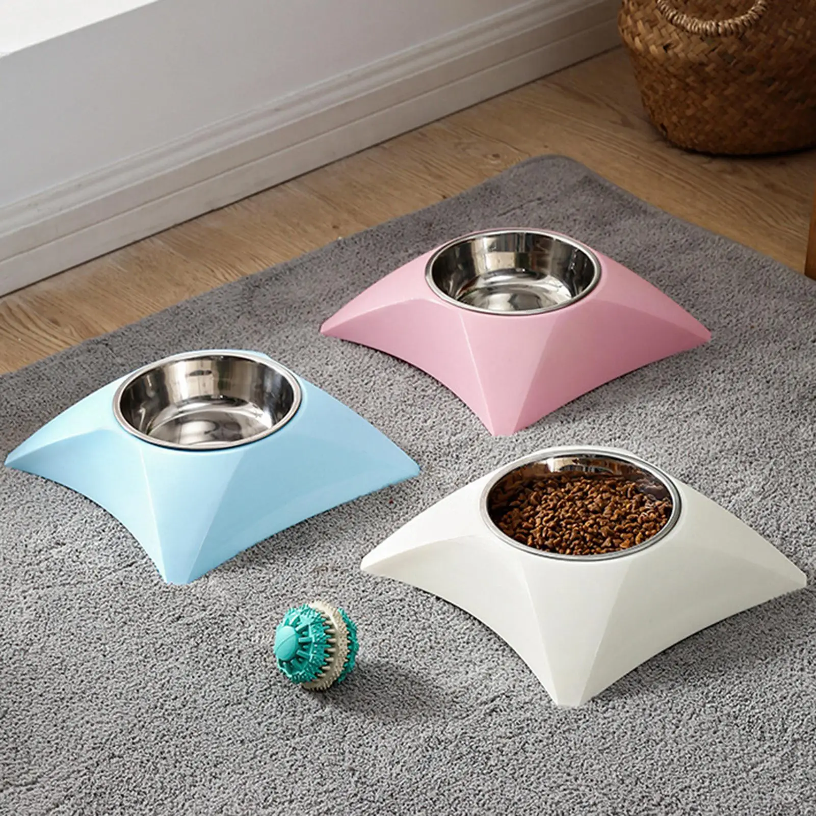 

400ml Non-slip Cat Dog Bowl Drop Resistant Pet Food Bowl Pet Dog Cat Food Plastic Stainless Steel Non-slip Wear-resistant Bowl