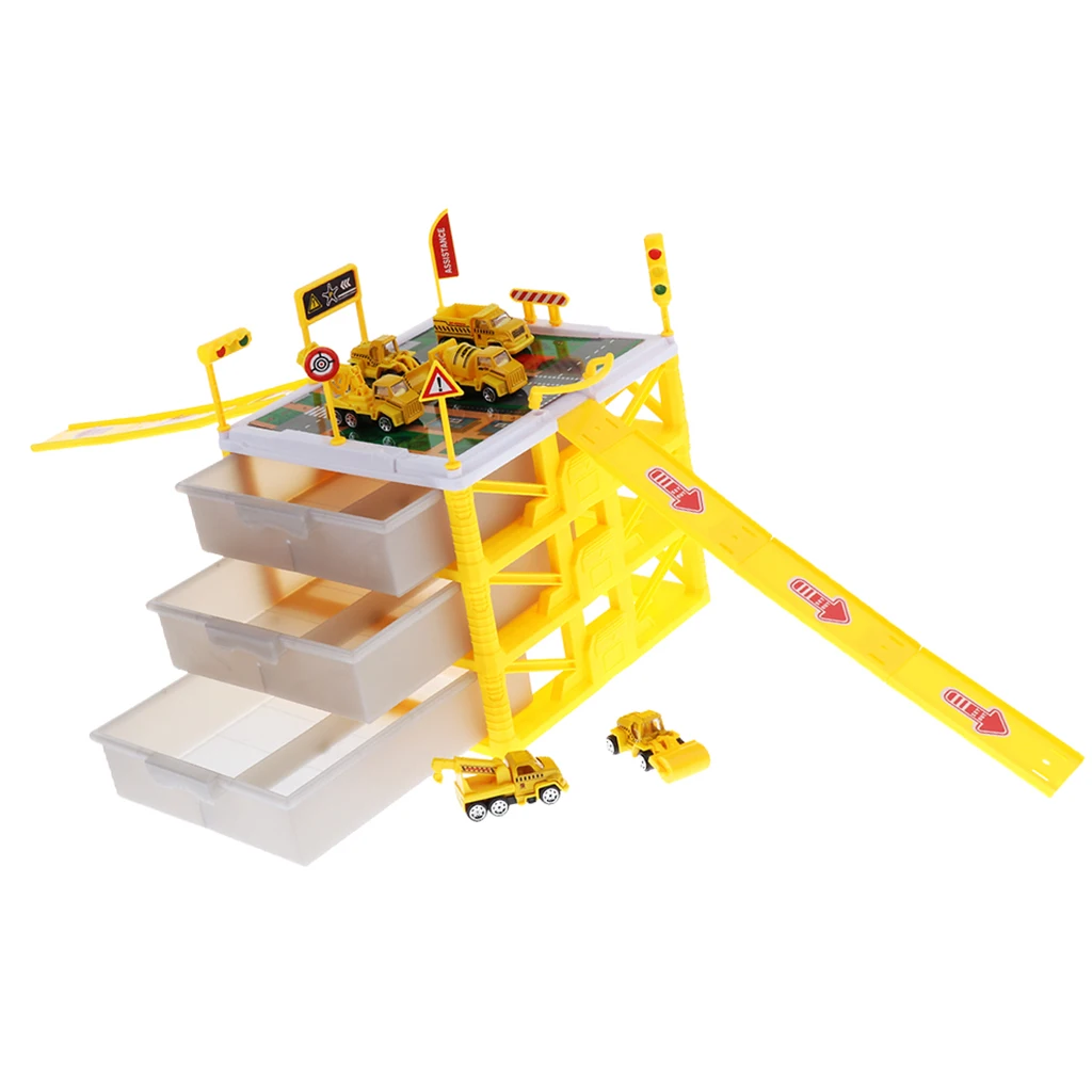 Mini Parking Lot Car Storage Garage Box Toy Building Playset -Engineering