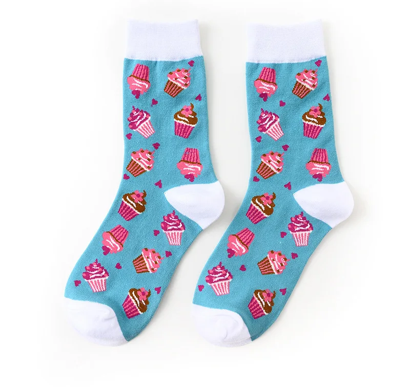 Унисекс Пара Мода Harajuku теплые носки забавные авокадо пицца еда узор женские носки Счастливый мультфильм Модные женские носки - Цвет: 18