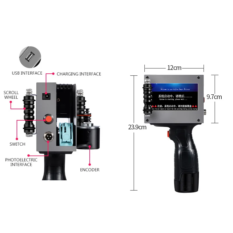 Portable Hand Jet Handheld Touch Inkjet Printer For / Expiry Date/batch Code/serial Number/label/barcode/qr Code