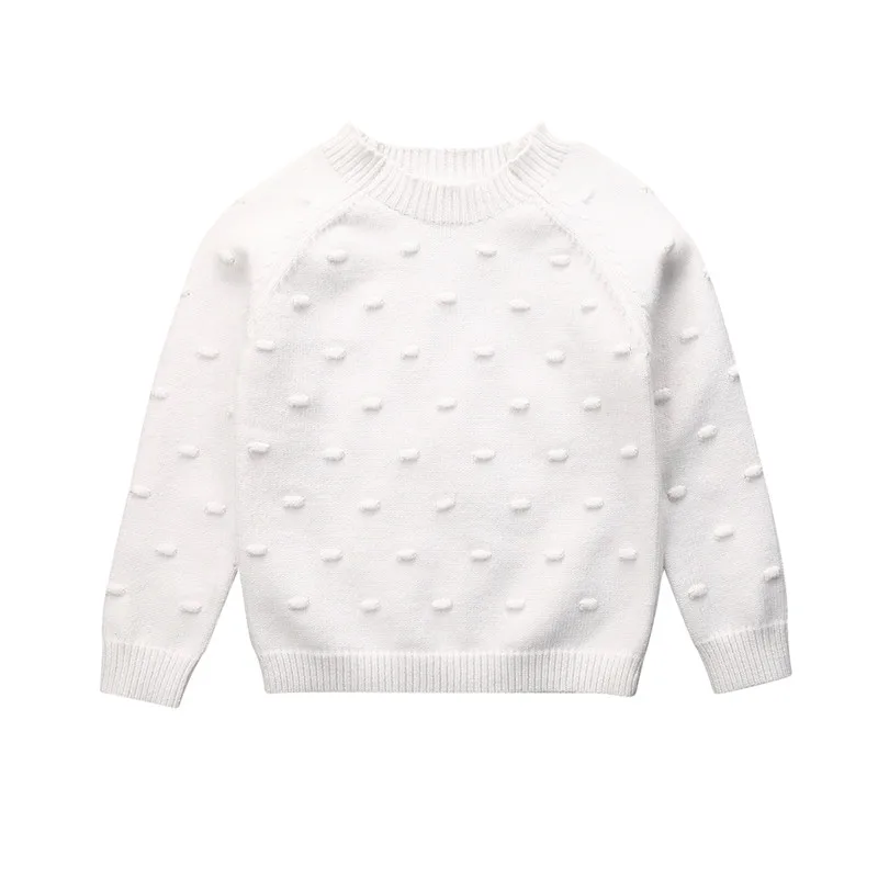 Осенние свитера для маленьких девочек, Детский Зимний вязаный свитер, Однотонный свитер для девочек, зимняя одежда для маленьких девочек - Цвет: Белый