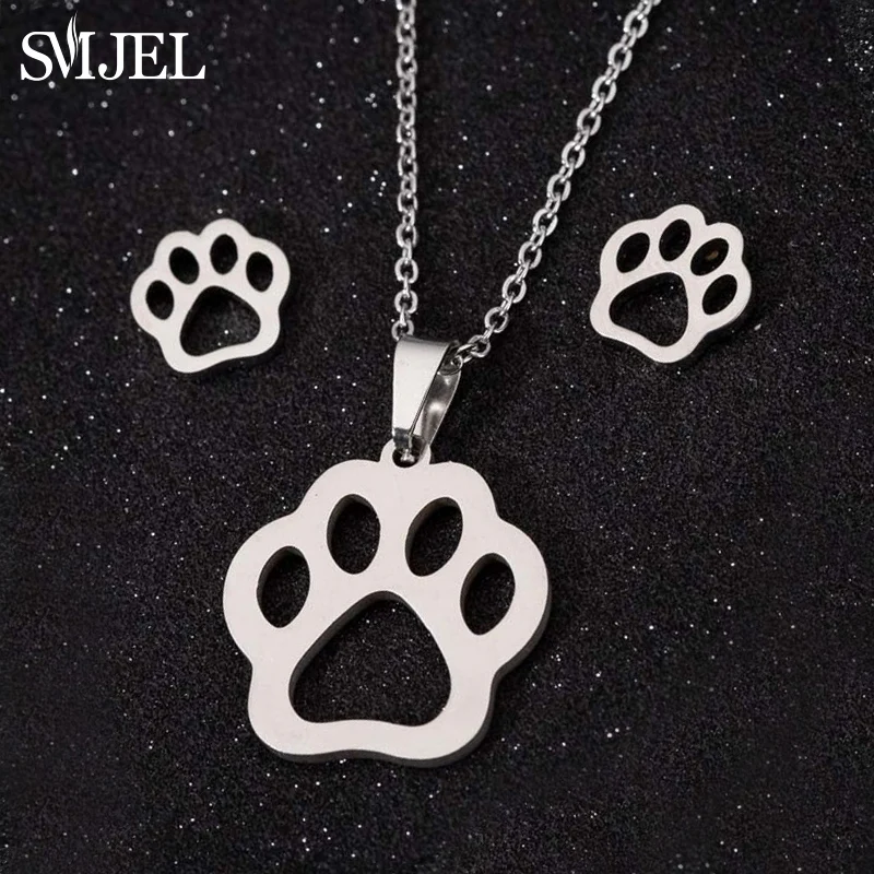 Jewelry Sets Women Earrings Chain Necklace Stainless Steel Paw Necklace Earring For Women