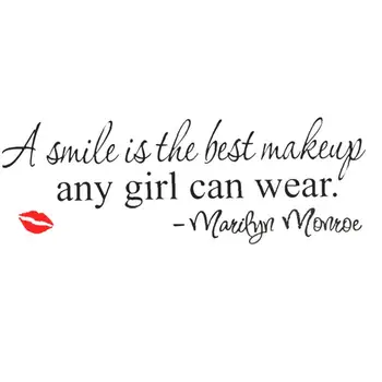 

Red lips Labels Wall Sticker Removable Phrases Written A smile is make up for Bedroom Living Room Lounges Home Decor Black 1pc