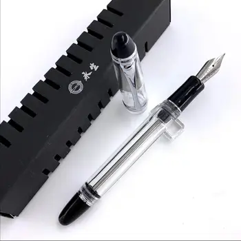 

HERO wing sung 699 Transparent Clear With Silver Clip Solid Section Vacuum fountain pen Fine Nib Stationery Office school