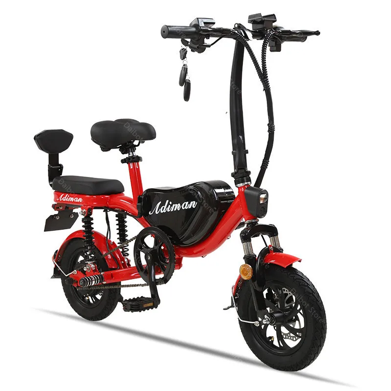 New Style Smart Electric Bike Two Wheeled Electric Bicycles Portable Mini 12 Inch 60KM 48V Electric Scooter Bike With Two Seat (10)