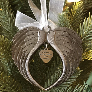 

New Hot 2020 Christmas Angel Wing Ornament Pendant A Piece of My Heart Is In Heaven USJ99
