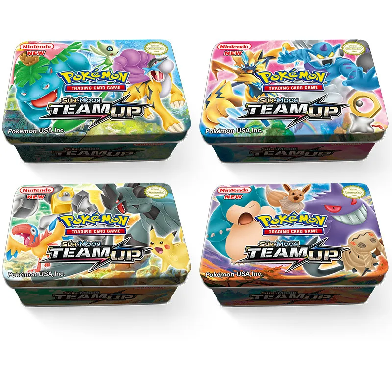 TAKARA TOMY 42 pièces/ensemble Pokemon fer boîte soleil & lune jouets loisirs passe-temps à collectionner jeu Collection Anime cartes cadeau de noël