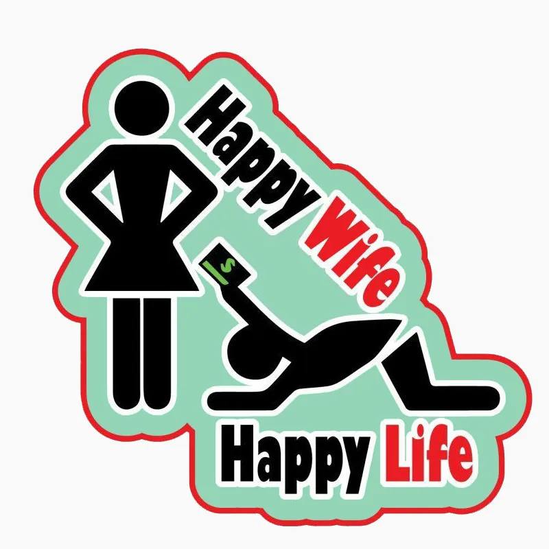 

Personality HAPPY WIFE HAPPY LIFE The Tail of The Car Sticker Window Windshield High Quality Vinyl Scratches Waterproof PVC