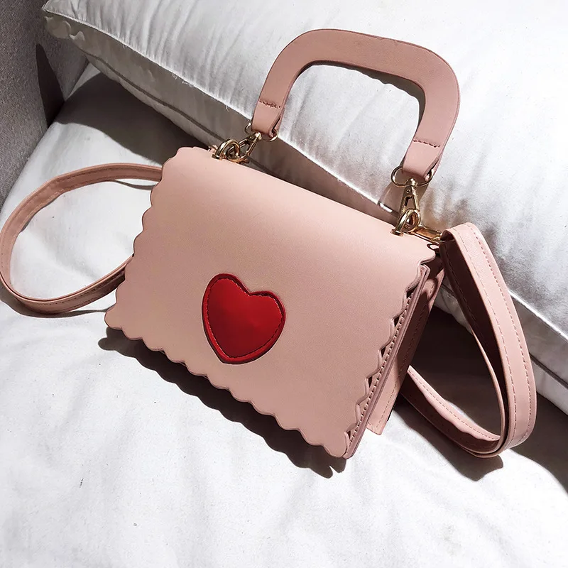 

Peach Heart INS Ultra-Fire Pack Lace Hand Bag 2020 New Style Heart Shape Square Sling Bag Shoulder Diagonal Fairy Bag