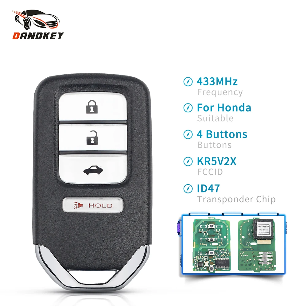 Dandkey 3 + 1 4 кнопки FCC: KR5V2X Интеллектуальный Автомобильный ключ дистанционного