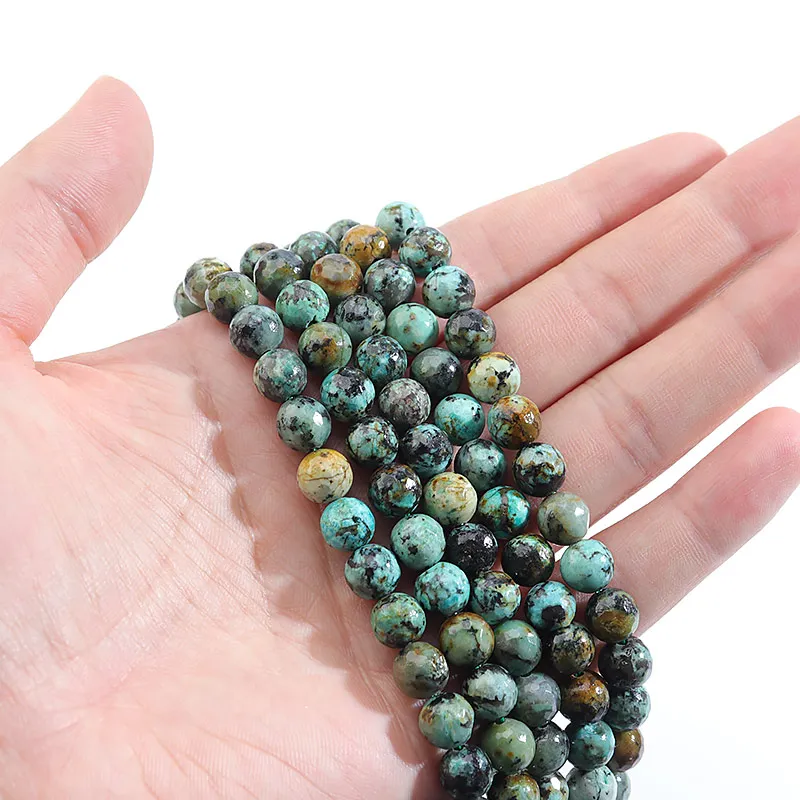 

Factory Price New Arrival Natural Stone Faceted African Turquoises Gem Beads 15" Strand 8 10 mm Pick Size For Jewelry Making