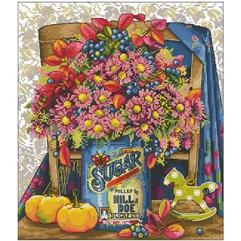 

Daisy vase patterns Counted Cross Stitch 11CT 14CT 18CT DIY Chinese Cross Stitch Kits Embroidery Needlework Sets home decor