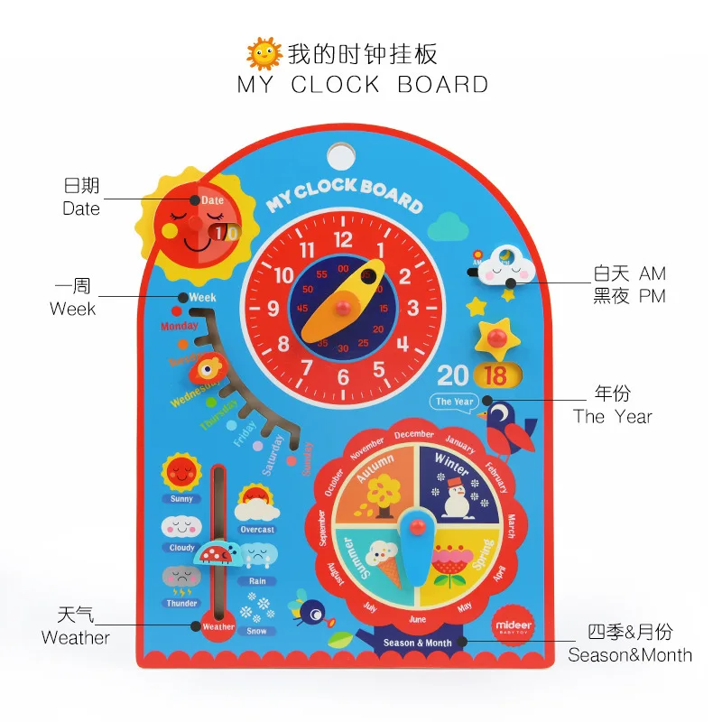 

MiDeer Mi Deer Wood Clock Hanging Plate Children Baby Cognitive Time Early Childhood Educational Hand-Eye Coordination Toy