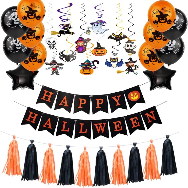 

8Season 12 Inch Pumpkin Ghost Balloons Spooky Halloween Banners Halloween DIY Balloon Decoration Kit