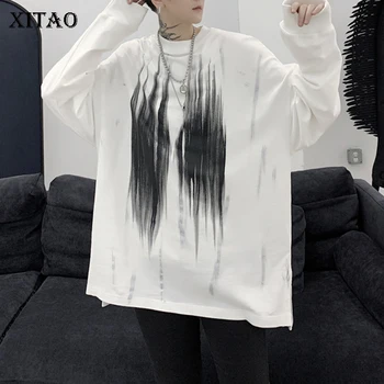 

XITAO Plus Size Print Patchwork Pullover Women Loose Fashion Casual Personality 2020 New Autumn Long Sleeve Sweatshirt ZP1645