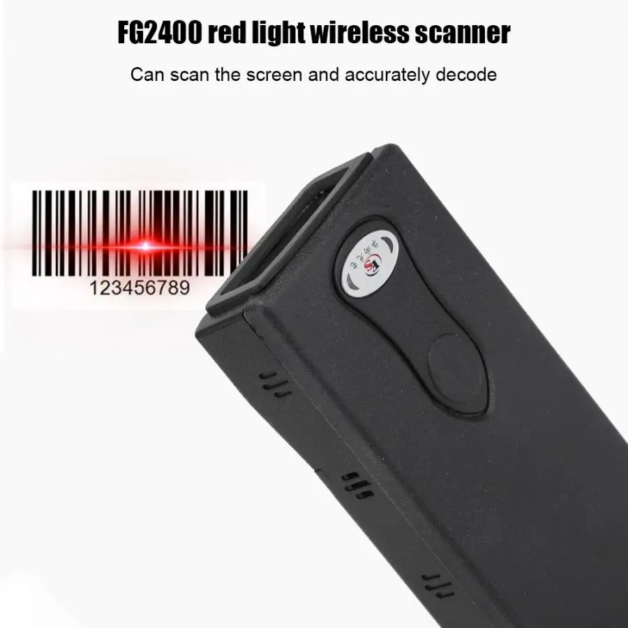 Считыватель штрих-кодов FG2400 красный свет Bluetooth беспроводной 1D бар сканер для считывания штрих-кода автоматическое распознавание сканер 3d сканер