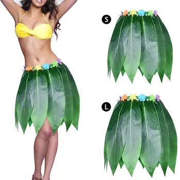 

S/L Unisex Hawaii Hula Shirt With Simulated Long Leaf Dance Party Costume Suit For Beach Activity Barbecue And Performance 30E