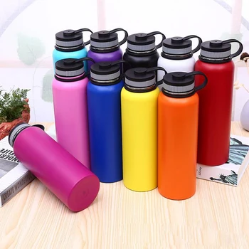 

40oz Water Bottle 14 Colors Stainless Steel Vacuum Thermos Cup Wide Mouth Sport Mugs With Lid Outdoor Space Kettle Father Gifts