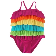 Цельный купальник-бикини для маленьких девочек, купальник с радужным дизайном, пляжный костюм на бретелях, летняя пляжная одежда