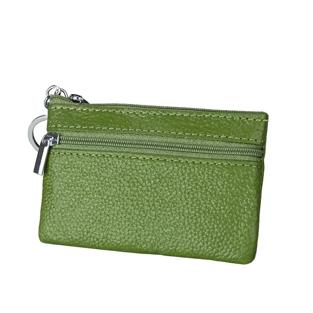 Lady Solid Color Anti-theft RFID Blocking Mini Wallet Key Ring Zip Coin Purse |