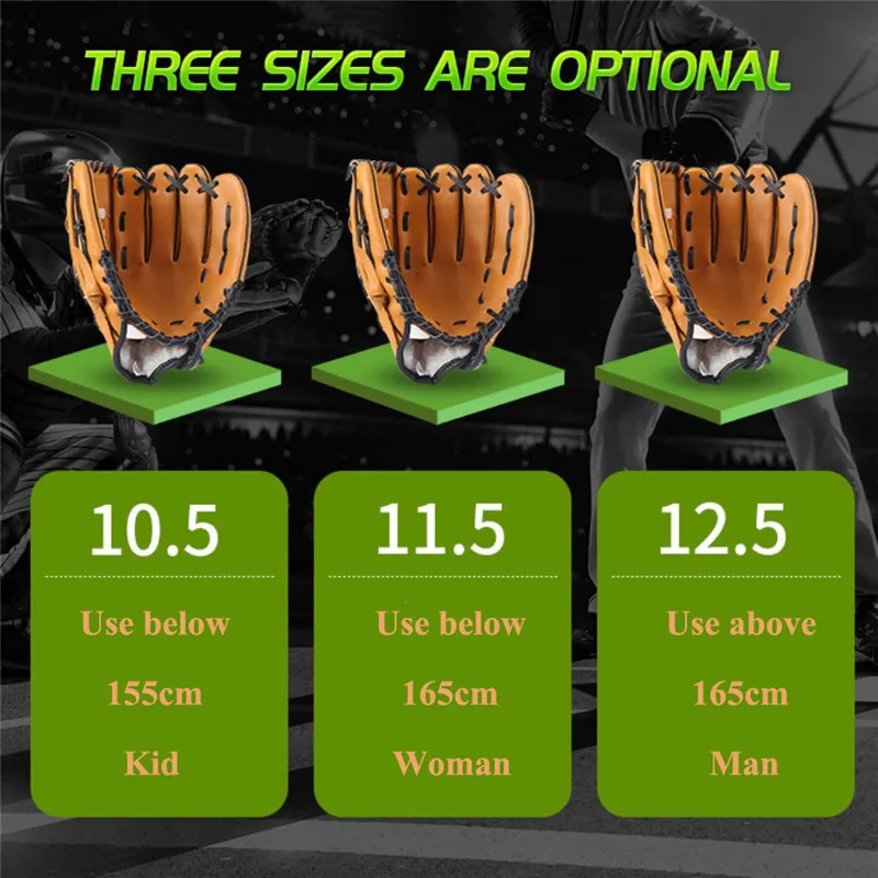 Outdoor Sports Tricolor Baseball Gloves Softball Practice Gloves Size 10.5 / 11.5 / 12.5 Adult Men's Baseball Gloves