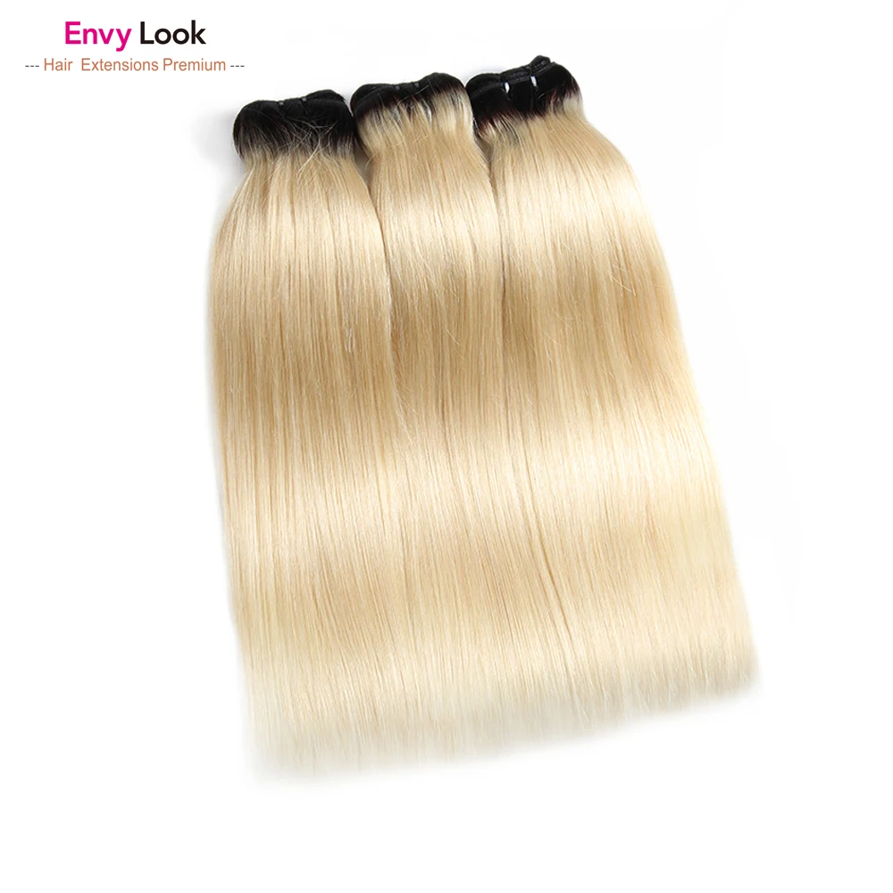 Envy Look Ombre 1B 613 бразильские пряди человеческих волос Remy с машинкой прямые 3 полный