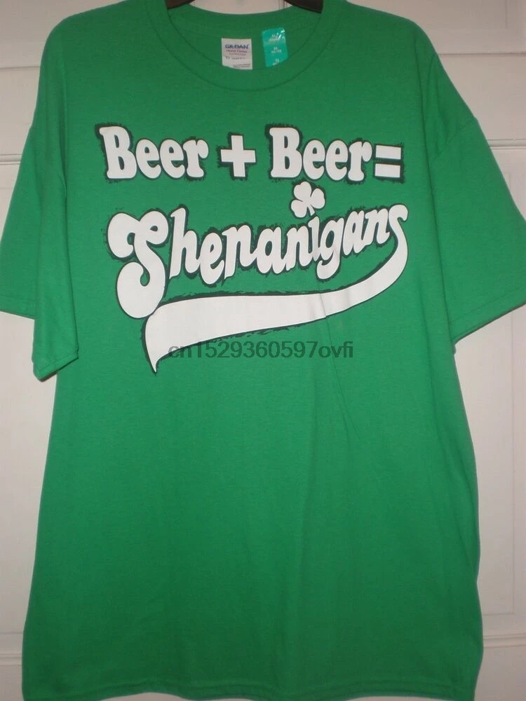 Мужская футболка с принтом зеленого пива Shenanigans белая хлопковая Футболка NWT SS S M |