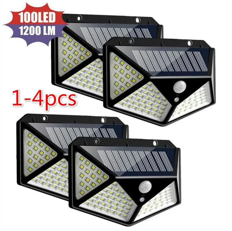 100LED Outdoor Solar Garden Light with Motion Sensor Lamp Waterproof Four Sides Led Security | Лампы и освещение