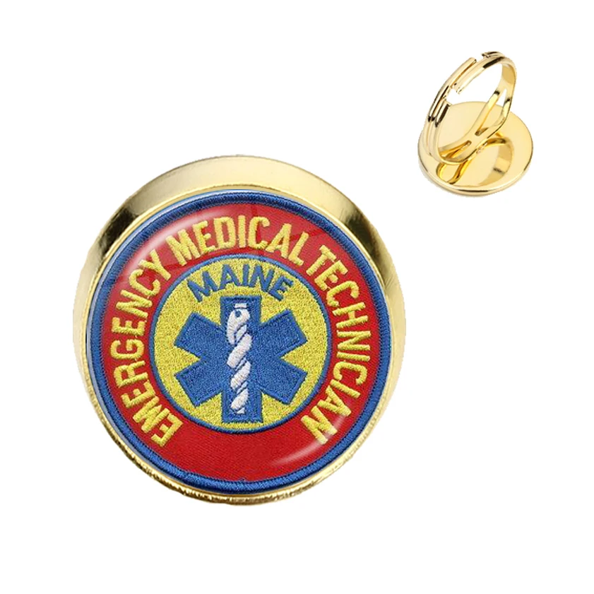 Аварийный медицинский техник парамедик символ логотипа кольца 16 мм стеклянный