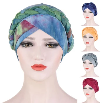 

New Turban Hat Bonnet Hat Night Cap African Style Muslim Turban Head Cover Sleep Hat Braided Bandanas Headwear Head Accessories