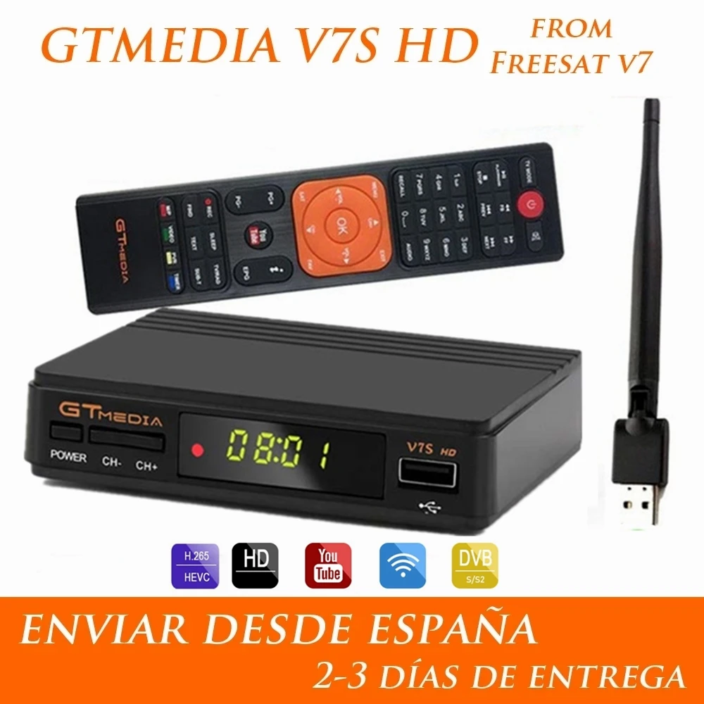 Высококачественный gtmedia v7s с питанием от freesat v7 поддержка 1080P USB Wifi Gt media V7S HD H.265
