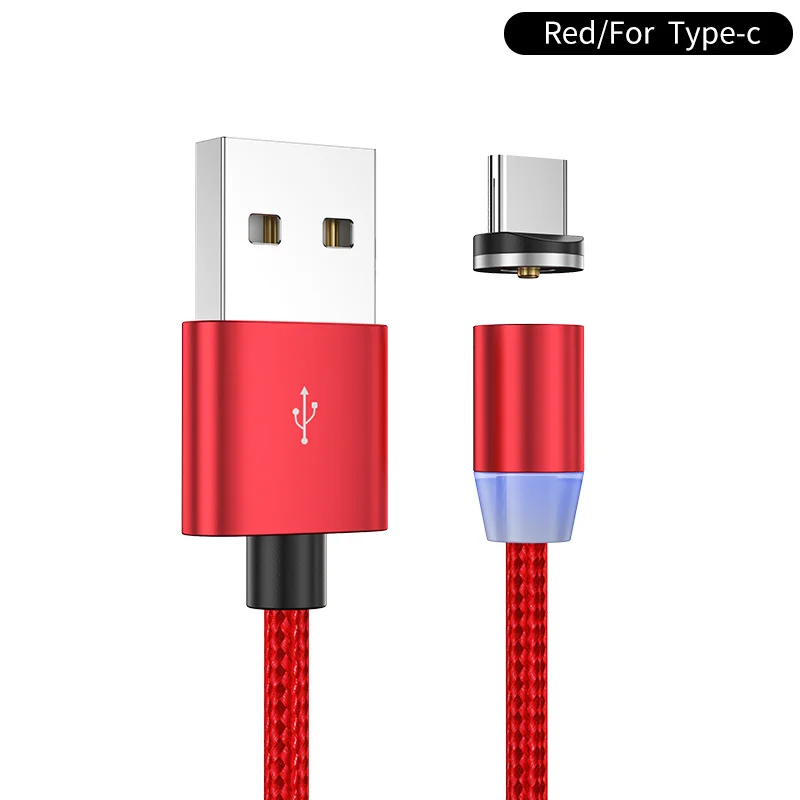 YKZ Магнитный кабель Micro USB кабель для iPhone samsung type C Магнитный зарядный USB кабель Micro USB C Магнитный телефонный кабель освещение - Цвет: Red for type C