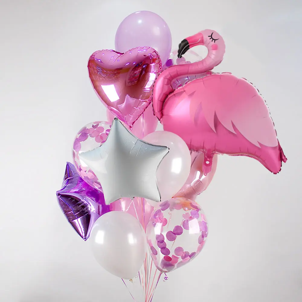 1 Set Flamingo Confetti Latex Balloons Hawaiian Tropical Summer Party Supplies Wedding Decoration Birthday Party Decor Balloons
