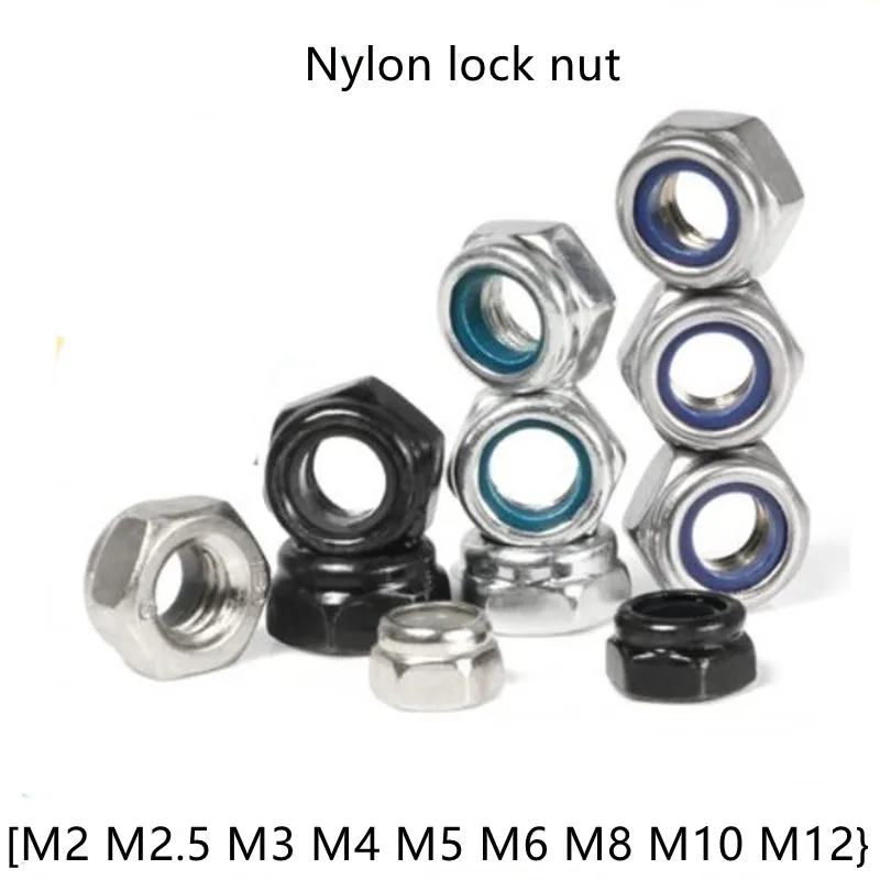 250 M8-1.25 OR M8 Coarse Thread Nylon Insert Lock Stop Nut Stainless Steel 
