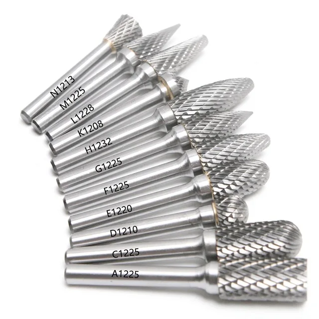 11PC 6mm Shank 12mm Diameter Tungsten Carbide Rotary Files Double Cut Burr 8mm-32mm Blade Length Dremel Tool | Инструменты