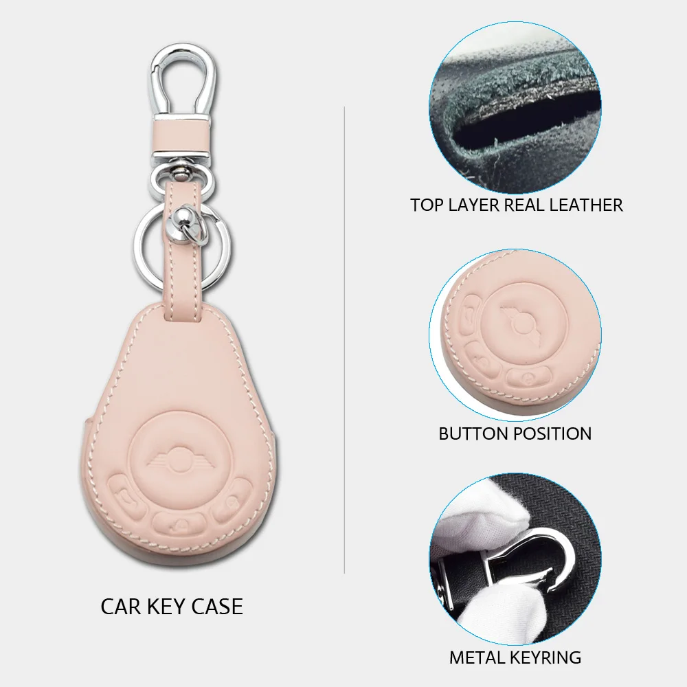 Key Case Key Case Cover Remote Control Case Cover Keychain Holder Leather Car Key Case Smart Keyless Remote Control Fobs Protector Cover Keychain Holder For BMW Mini Cooper Countryman Paceman