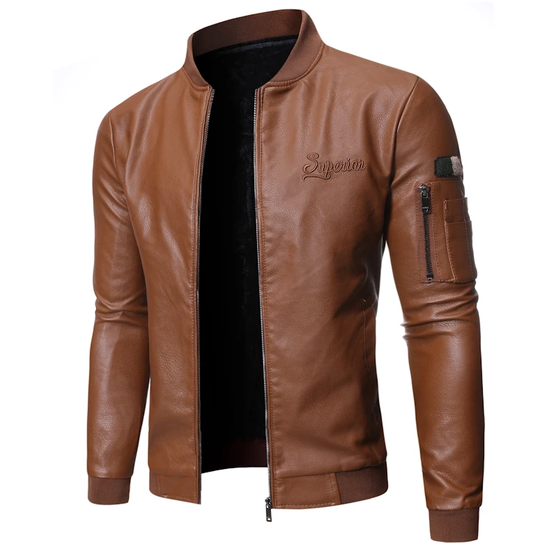 2023 Brand Clothing Men slim fit Leather Jacket Motorcycle Faux Leather