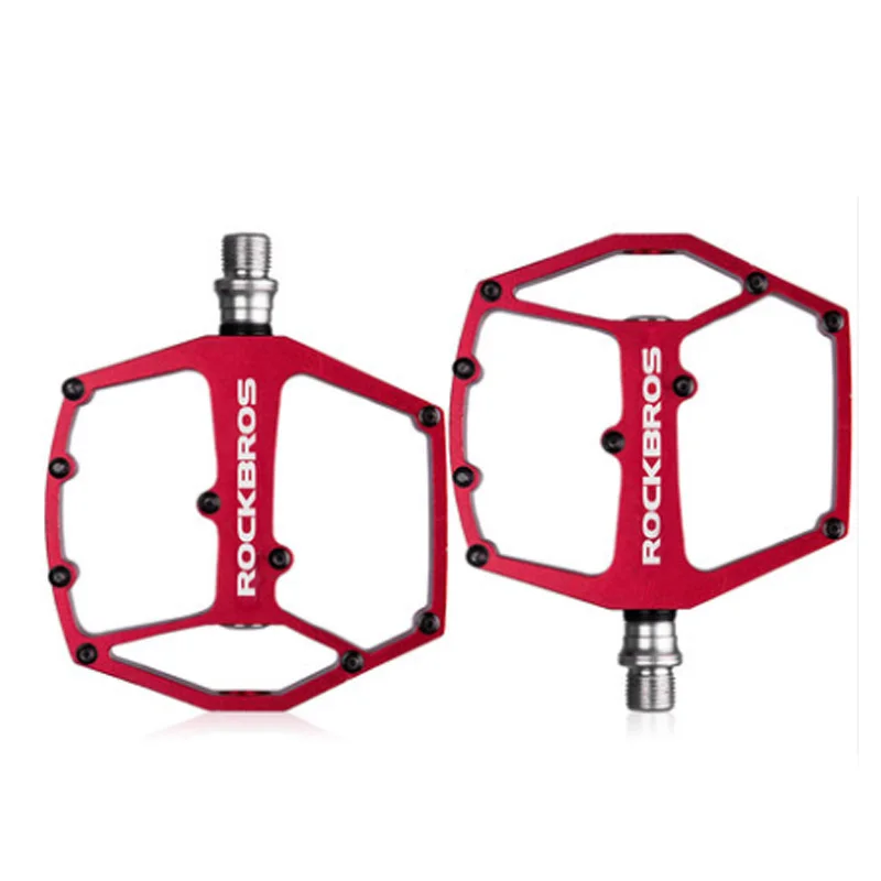 Red Bike Pedals ROCKBROS Сверхлегкий велосипед, велосипед педали полый герметичный подшипник из алюминиевого сплава нескользящий клиат велосипед часть плоские велосипедные педали Mtb - Цвет: Red Bike Pedals