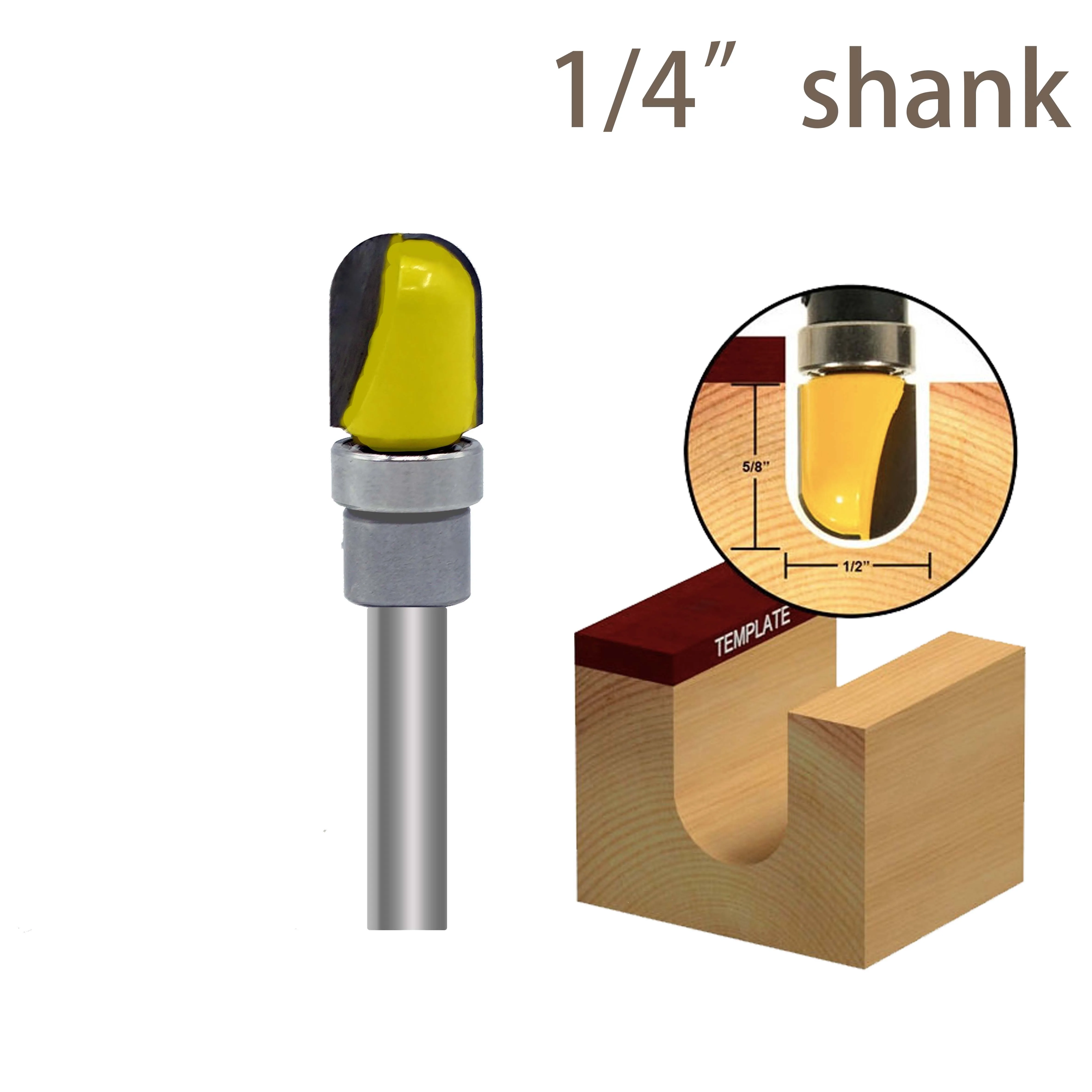 

1pc 1/4" Shank cnc tools Round-Nose Plunge Router Bit Bearing woodworking tools milling cutter woodwork cutters for metal