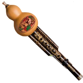 

Chinese handmade gourd black bamboo K cucurbit silk national musical instrument C key to send leather box beginner music lovers