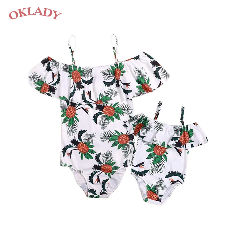 OKLADY бикини для девочек сплошной для новорожденного Девушка Купальник Купальники для малышей с принтом ананаса купальный костюм для детей От 6 месяцев до 3 лет