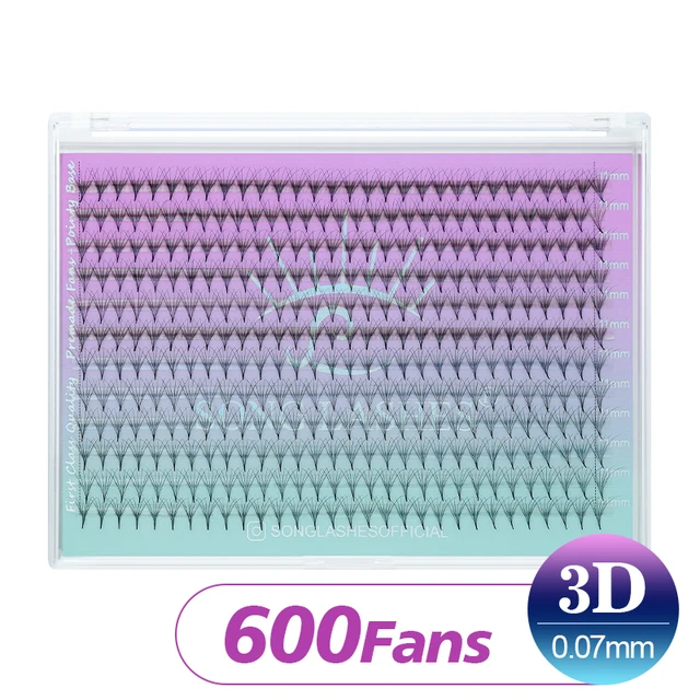 Song Lashes Pointy Base Promade Fans Eyelash Extension Sharp Thin Pointy Base Promade Volume Fans Eyelashes8D 10D 12D 3D-0.07-600 fans