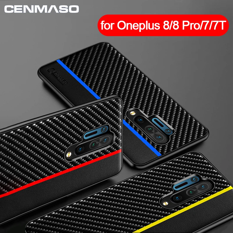 Для Oneplus 9 Pro Чехол CENMASO из углеродного волокна Кожаный чехол для 7 7T 8 8T Роскошный