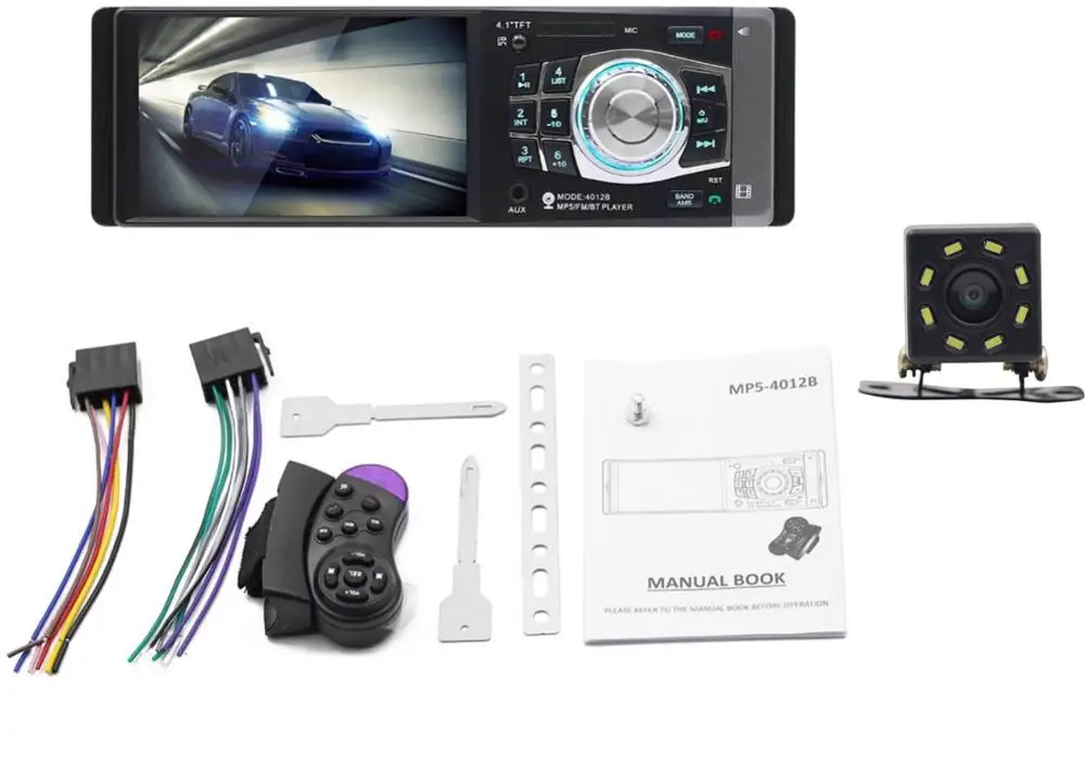 with 8Led camera Автомагнитола 1Din MP5 стерео Поддержка USB UDisk карта воспроизведения AUX FM Bluetooth Handsfree камера заднего вида рулевое колесо Авторадио - Цвет: with 8Led camera