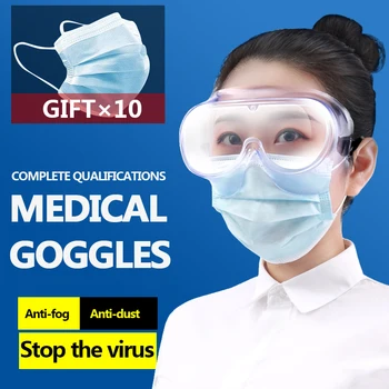 

Medical Safety Protective Transparent Lens Goggles Prevent Infection Eye Mask Anti-Fog Splash free face mask маска защит