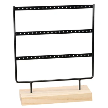 

Ear Stud Holder 4-Tier Earring Stand Earring Holder Decorative Jewelry Holder Display Rack Jewelry Stand Display with Wooden Tra