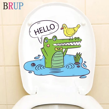 

Cartoon Undersea Animal Toilet Sticker Friendly Octopus Crocodile Fish Wall Stickers Fashion Home Decor For Bathroom Waterproof