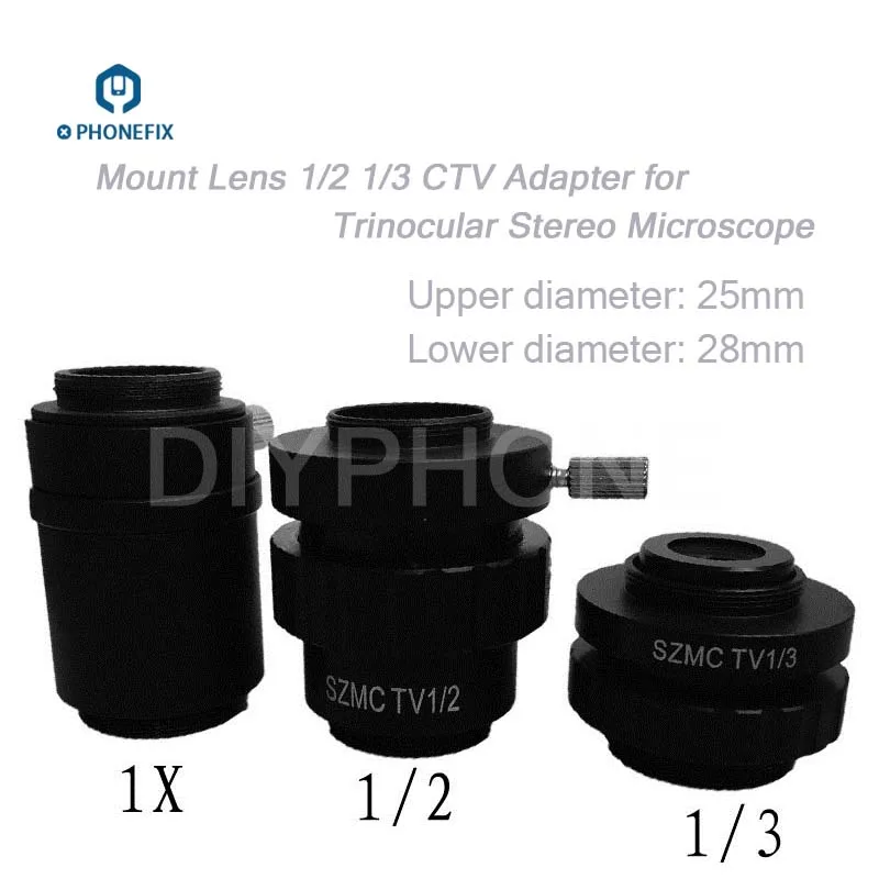PHONEFIX SZMC TV1/2 TV1/3 CTV адаптер 0.5X 0.35X 1X C-mount адаптер объектив Тринокулярный стереомикроскоп Сменные аксессуары