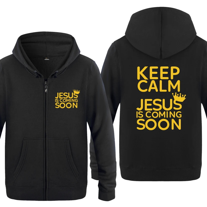 HEY HUAT Keep Calm Jesus скоро Новинка креативные толстовки мужские мужские флисовые кардиганы на молнии толстовки с капюшоном - Цвет: HEY HUAT