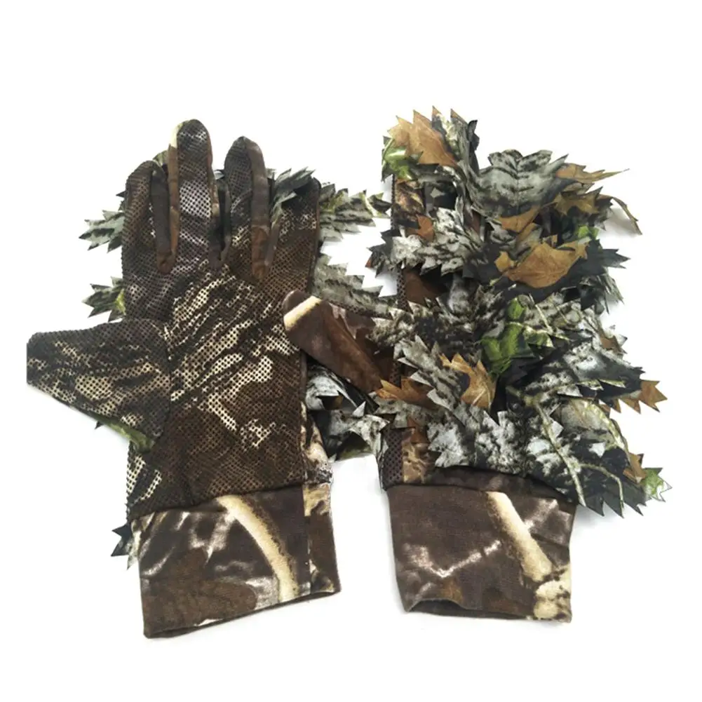 ideal para uso en Woodland IVEN 1 par de guantes de camuflaje de hoja 3D al aire libre antideslizante deportes caza guantes para hombres